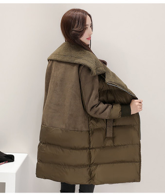 中長款2016年冬季時尚純色通勤西裝領(lǐng)棉衣/棉服優(yōu)雅